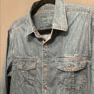 Guess Blue Long Sleeve Button Down Shirt